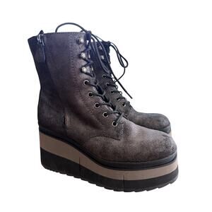 Women's Naked Feet Burnout Glitter Platform Combat Boots Black 8 Grunge Goth